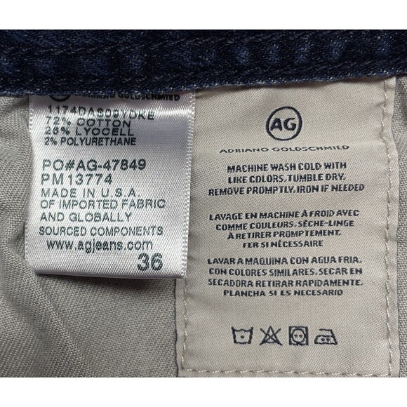 AG Adriano Goldschmied The Graduate Tailored Leg Men's Stretch Blue Jean W36 L34 - Picture 10 of 16